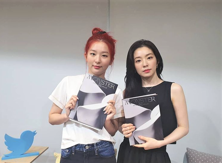 Instagram photo of the KPOP group Red Velvets sub-unit of Irene and Seulgi promoting their title song "Monster" in 2020.